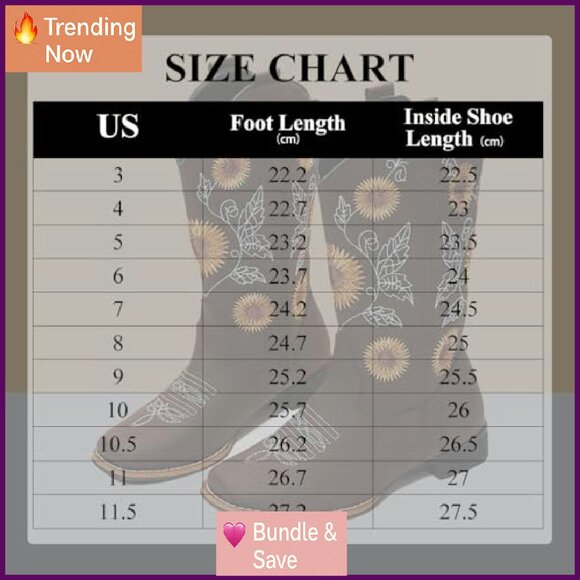 Women's Mid Calf Cowboy Boots Square Toe Low Heel Stitched Embroidery - Picture 7 of 8